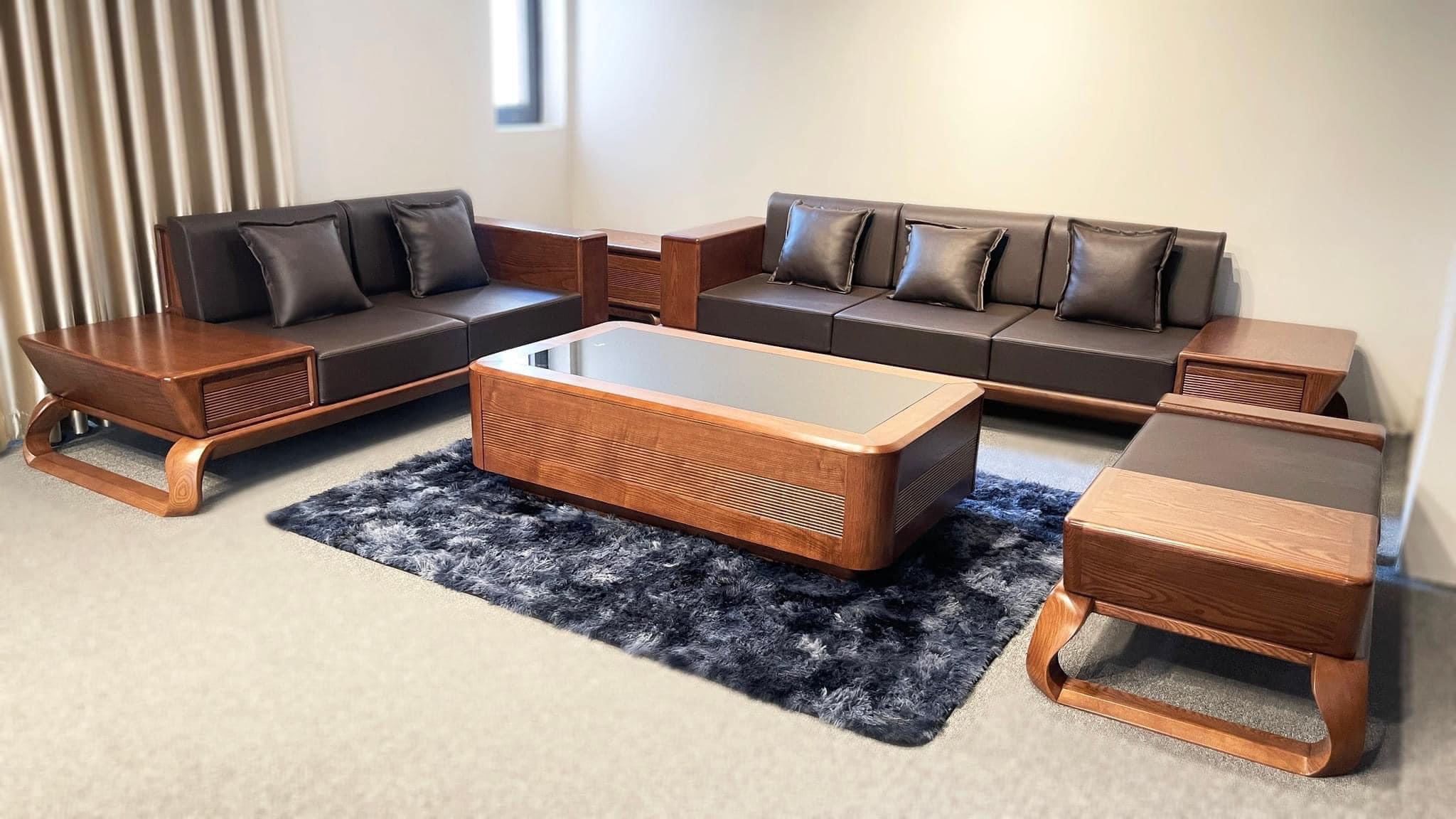 Mẫu bàn ghế sofa gỗ đẹp phòng khách 2025